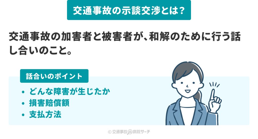 交通事故の示談交渉とは交通事故の加害者と被害者が和解の為に行う話合いのこと