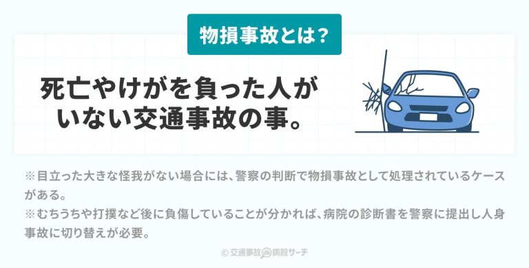 物損事故とは：死亡や怪我を負った人がいない交通事故の事