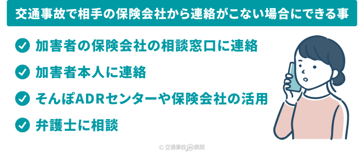 交通事故で相手の保険会社から連絡がこない時にできる事